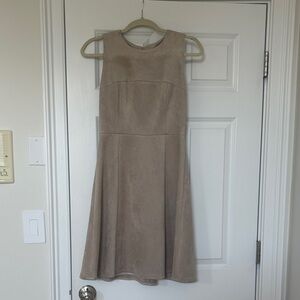 Calvin Klein Taupe Faux Suede Midi Dress